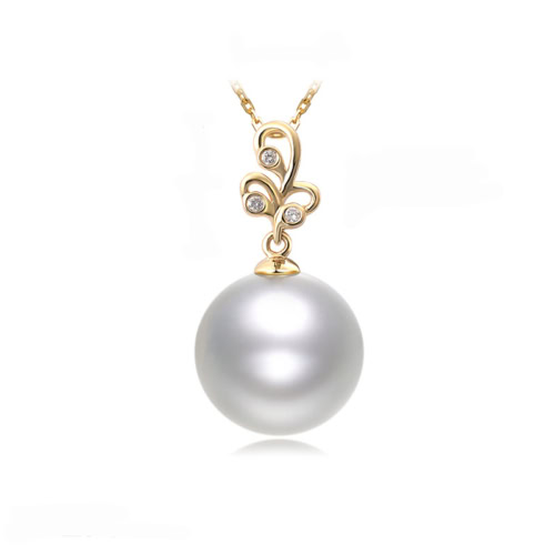 Perlenanhänger gold mit Diamanten und weiβe Perle