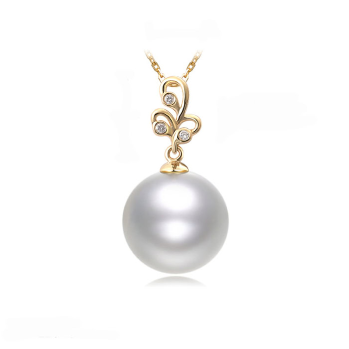 Perlenanhänger gold mit Diamanten und weiβe Perle