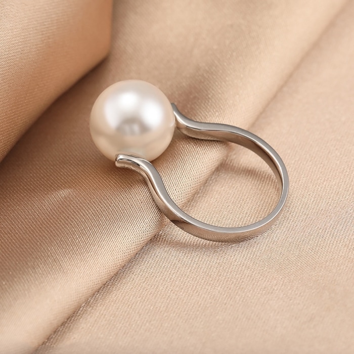 Silber Ring mit Perle 11.5mm AAA weiß – Bild 4