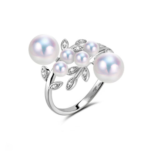 Akoya Perlenring gold / weissgold mit diamenten