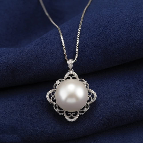 kette mit Perlenanhänger gold aus 13.0-14.0mm AAA Australische Südsee Perle