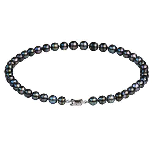 echte Schwarze Tahiti Barock Choker Perlenkette Damen gold clasp