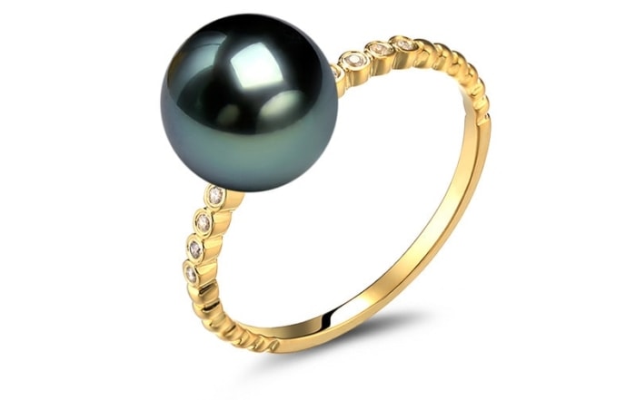 Tahiti Perle ring gold mit Diamenten