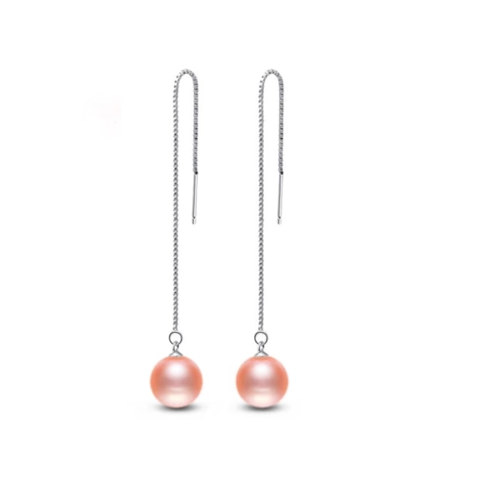 8.0mm AAAA runde rosa Hängend Perlenohrringe