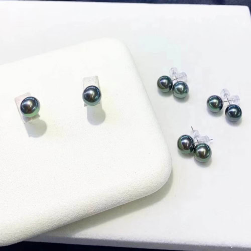 8.7mm Tahiti Pfau Grün Perlen Ohrstecker