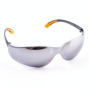 แว่นตานิรภัย เลนส์ใสปรอท กันฝ้า ทรงสปอร์ต ขาส้ม