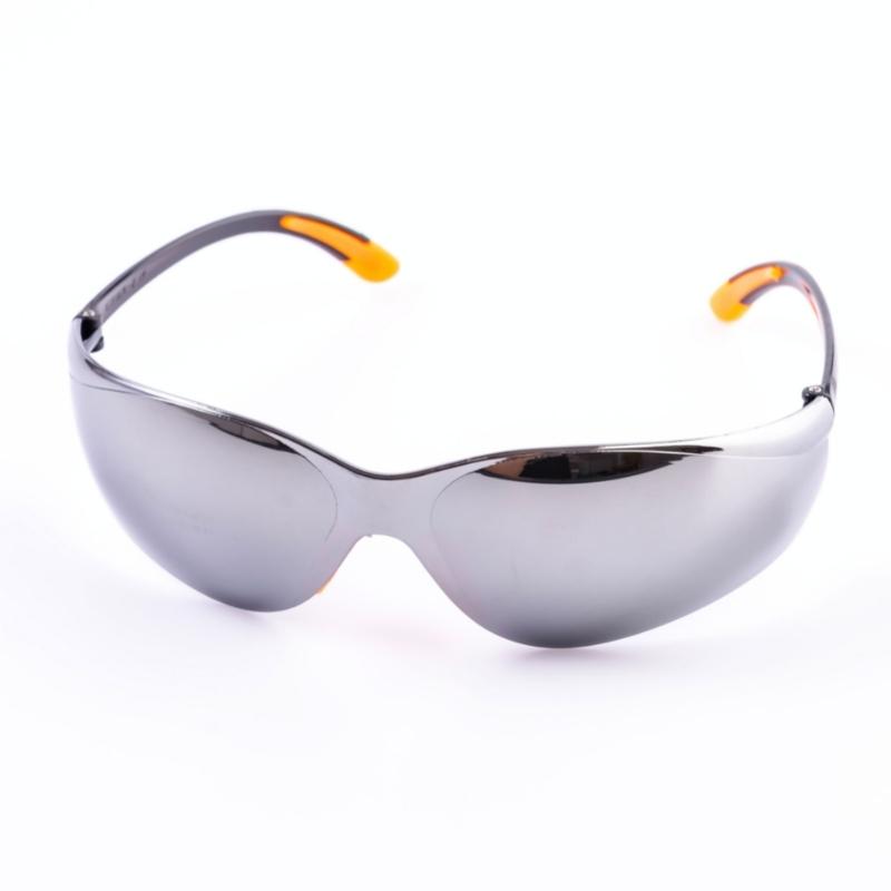 แว่นตานิรภัย เลนส์ใสปรอท กันฝ้า ทรงสปอร์ต ขาส้ม - Image 3