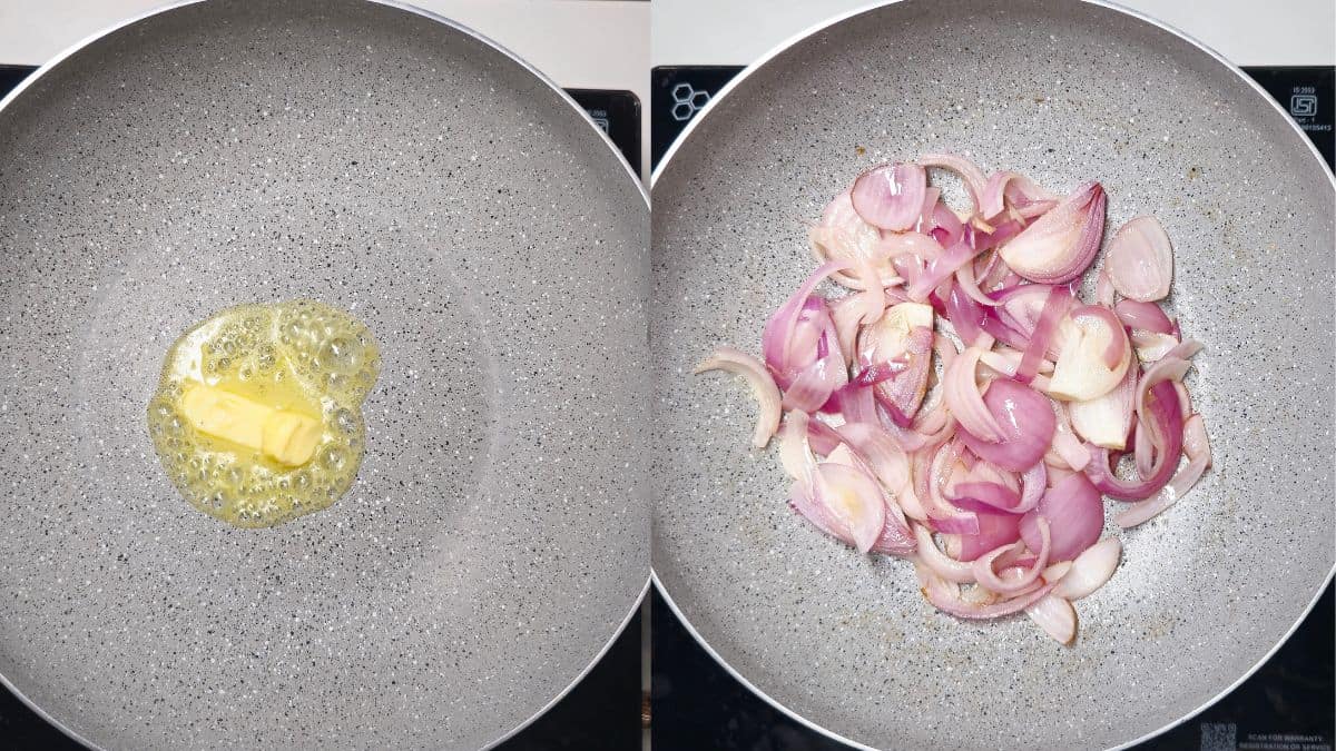 Butter Chicken Recipe Step five - Fry onion