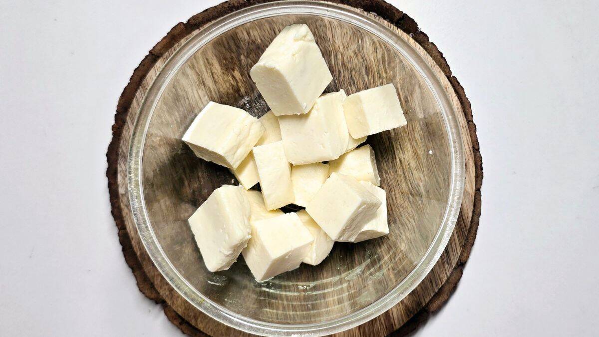 Paneer Tikka Recipe step one Paneer Tikka Recipe step one cut paneer cubes