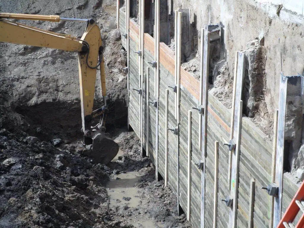 WSU northside residence shoring with helical tiebacks