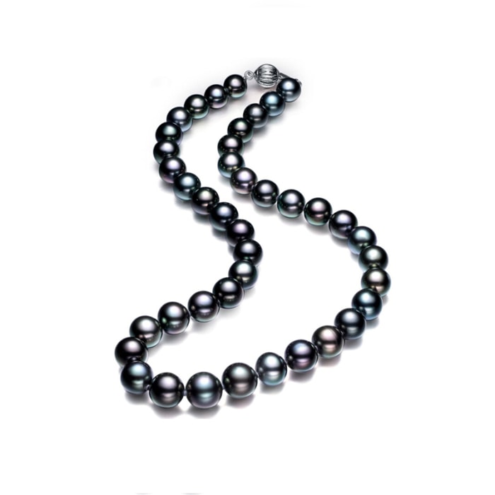 9.0-11.0mm AAA Runden Schwarze Tahiti perlen kette