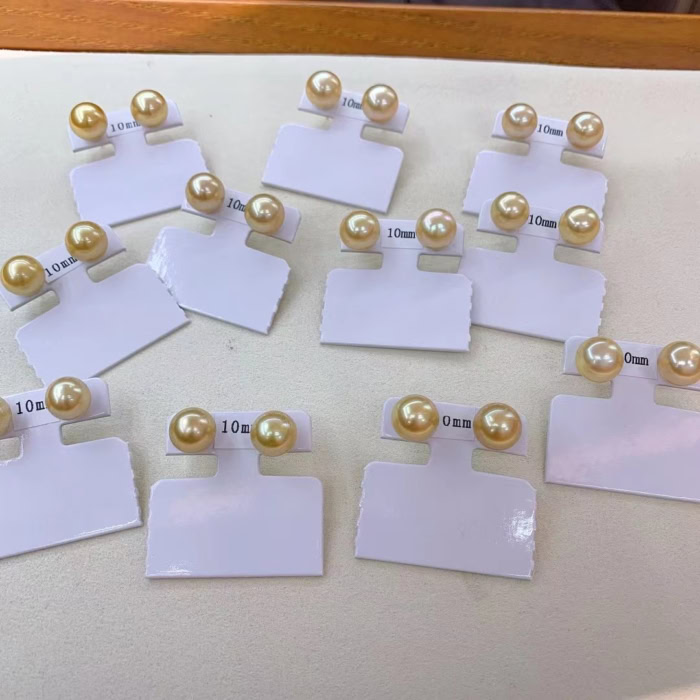 10.0mm AAA runde goldene Südsee Perlen Ohrstecker – Bild 5