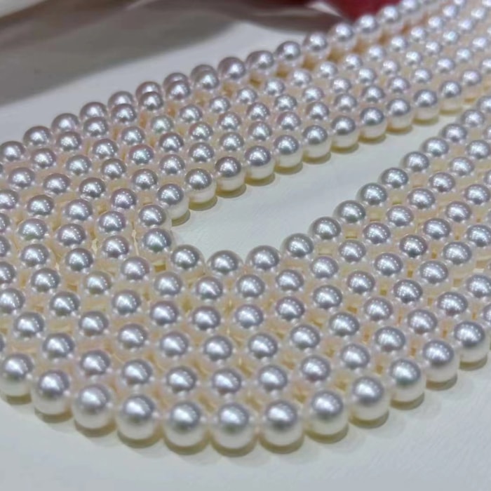 7.0-7.5mm AAAA weiße Akoya Collier – Bild 6