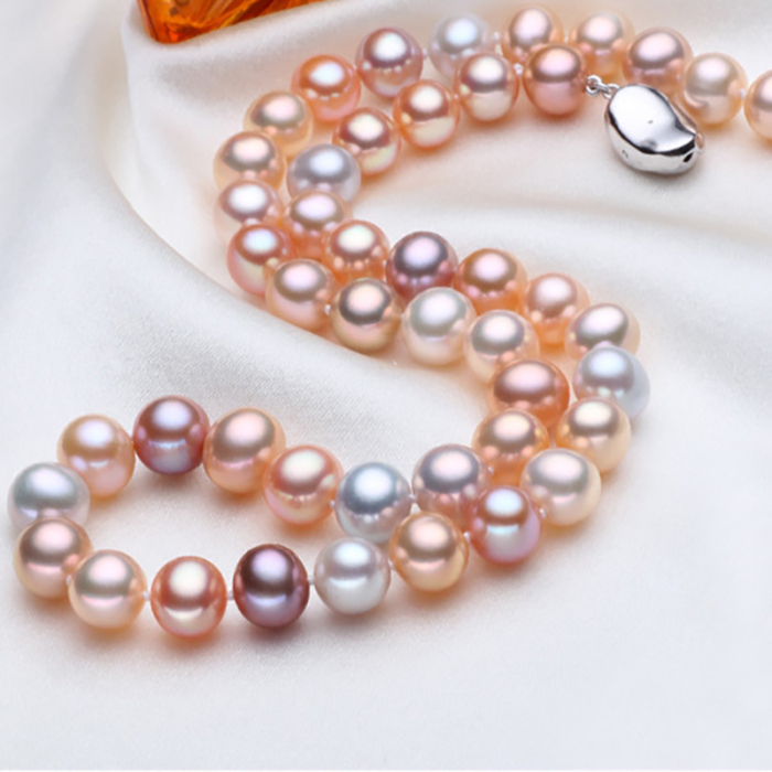 7.5-8.0mm AAA runde multicolor Süßwasserperlen Kette – Bild 5