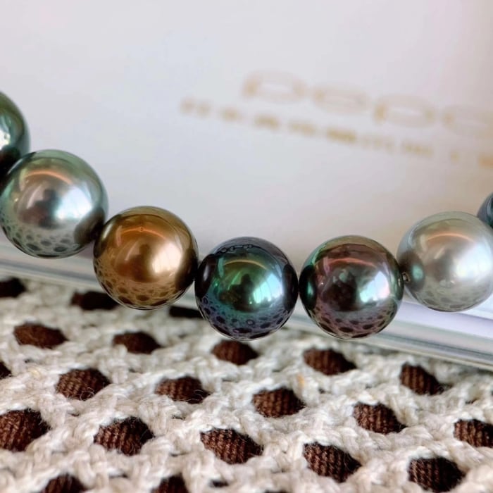 8.0-11.0mm AAA Runden Multicolor Tahiti perlen kette – Bild 5