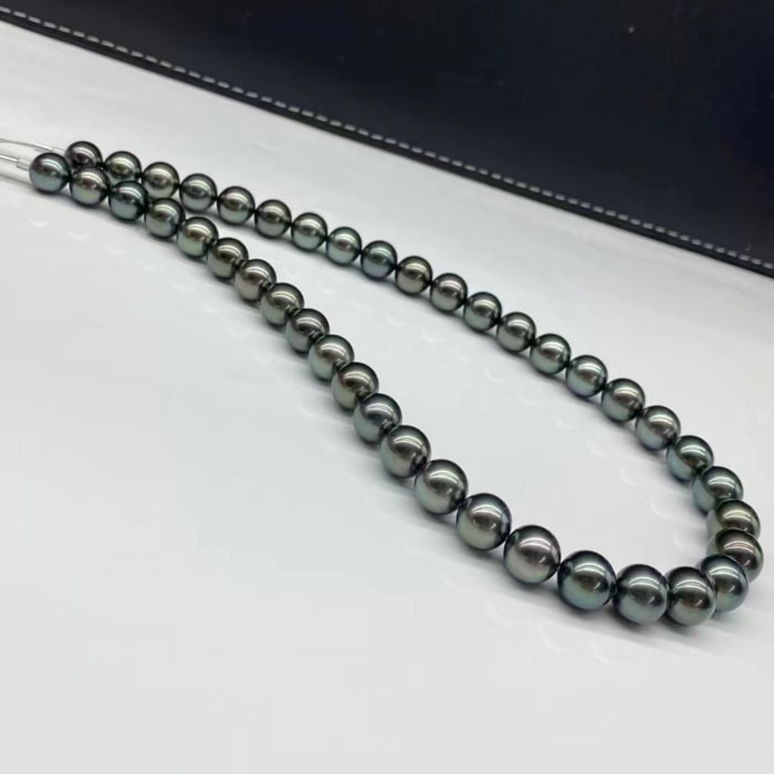 9.0-11.0mm AAA Runden Schwarze Tahiti perlen kette – Bild 6