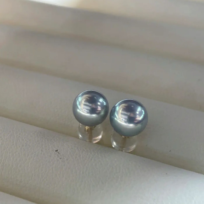 7.0mm AAA runde silbergraue Akoya Perlenohrstecker – Bild 6