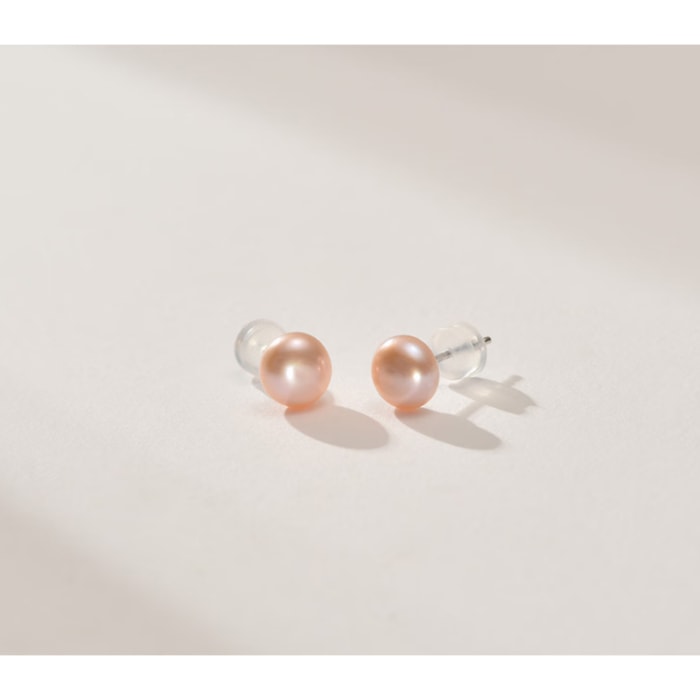 11.0mm AAA runde rosa Süßwasser Perlenohrstecker – Bild 2