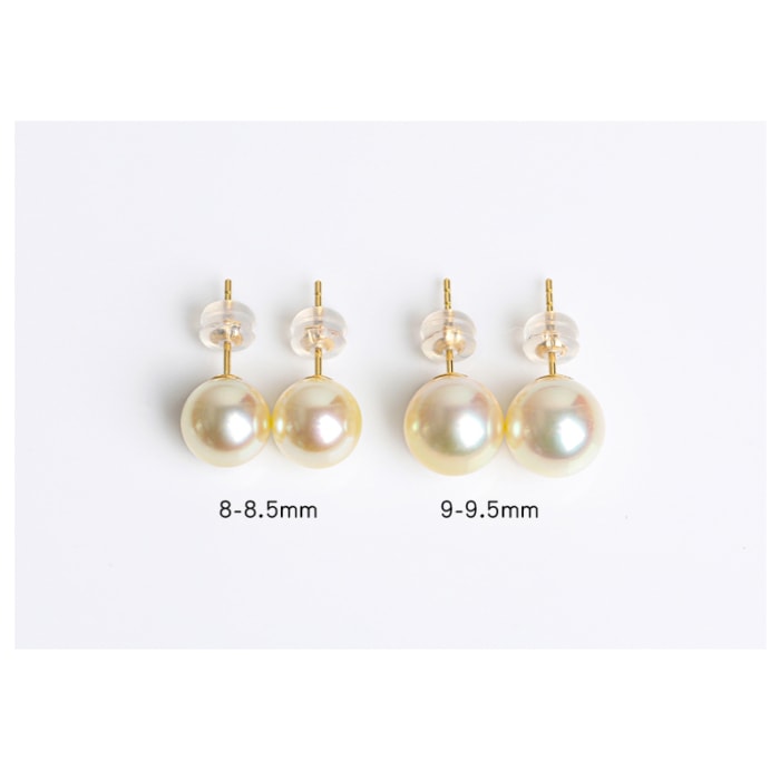 8.5mm AAA runde Champagner goldene Akoyaperlen Ohrstecker – Bild 7