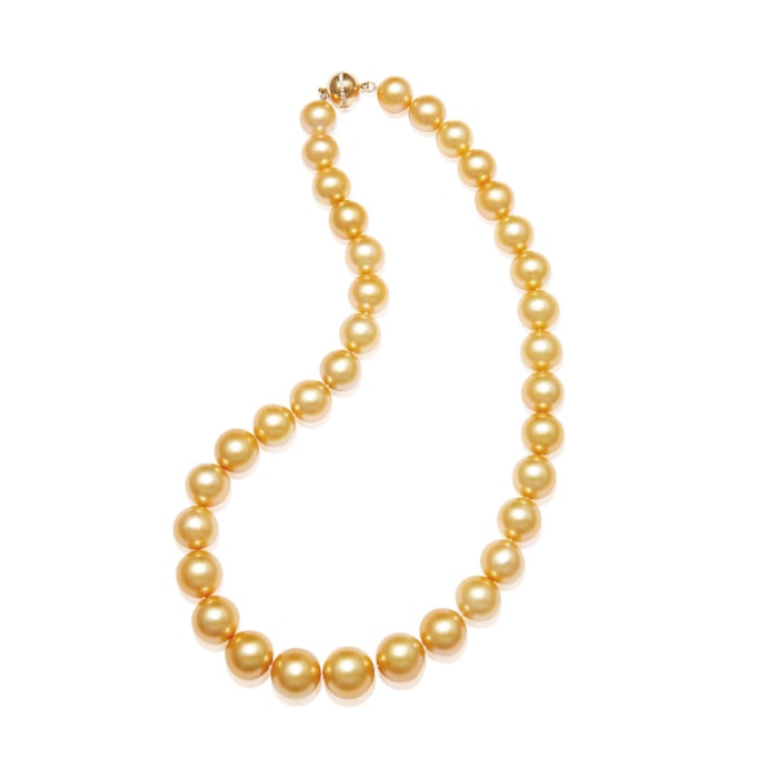 8.0-10.0mm AAA runde goldene Südseeperlen Kette