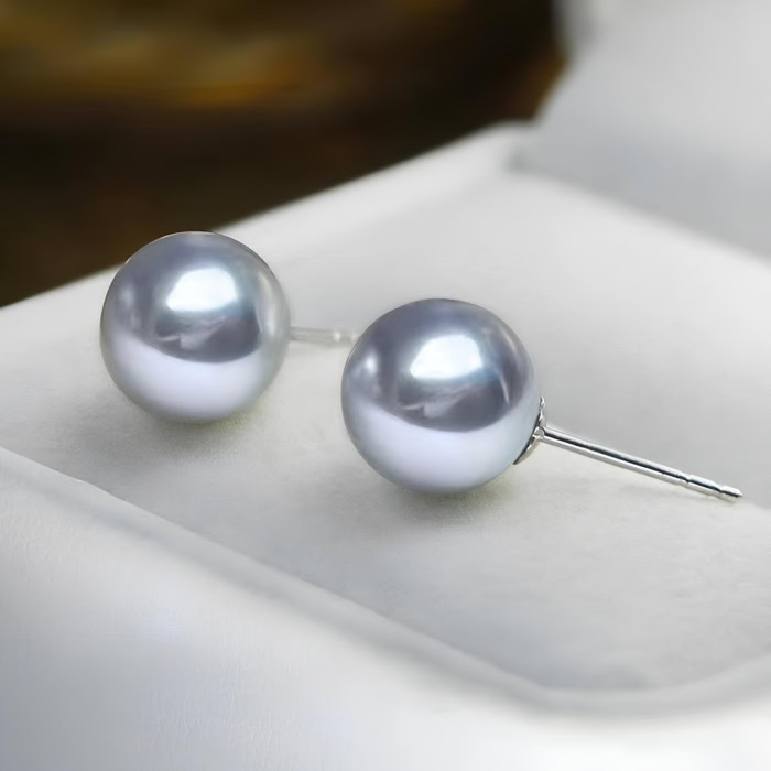 silber graue akoya-perlen ohrstecker