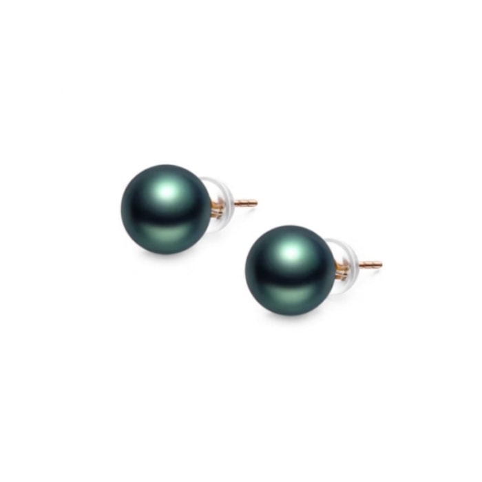 9.0mm AAA runde Schwarze Tahiti Perlen Ohrstecker
