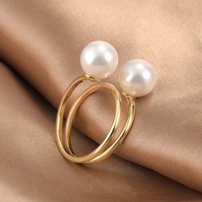 perlen ring gold