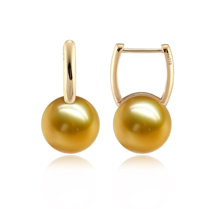 10.0mm AAAA runde goldene Südsee Perlenohrringe