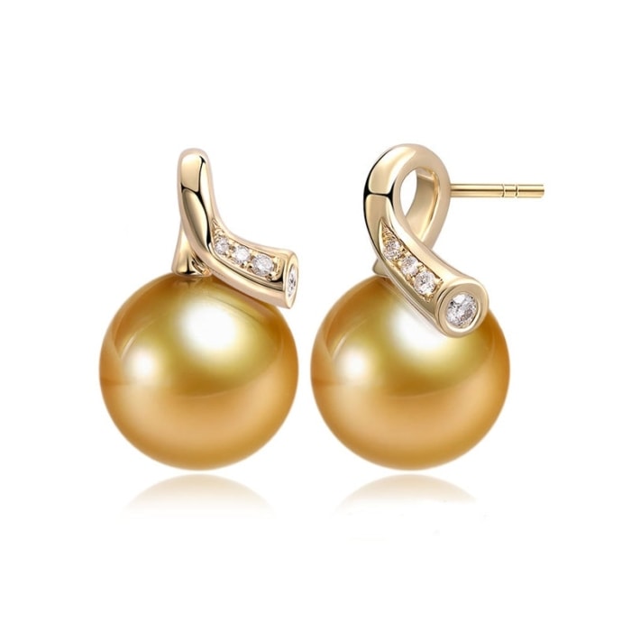 goldene Südsee Perlen ohrstecker gold 750 mit Diamant