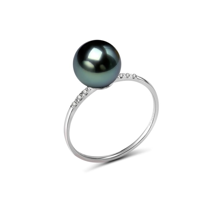 gold ring mit perle aus tahiti und diamanten