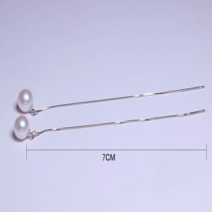 Hängend Ohrringe mit 11.0mm AAAA runde weiße Perlen – Bild 4