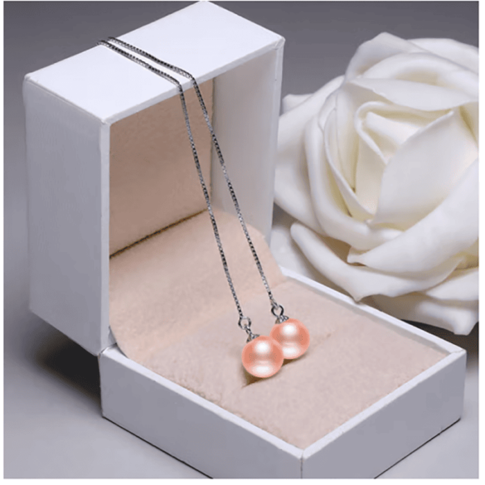 11.0mm AAAA runde rosa große Perlen Hängend Perlenohrringe – Bild 3