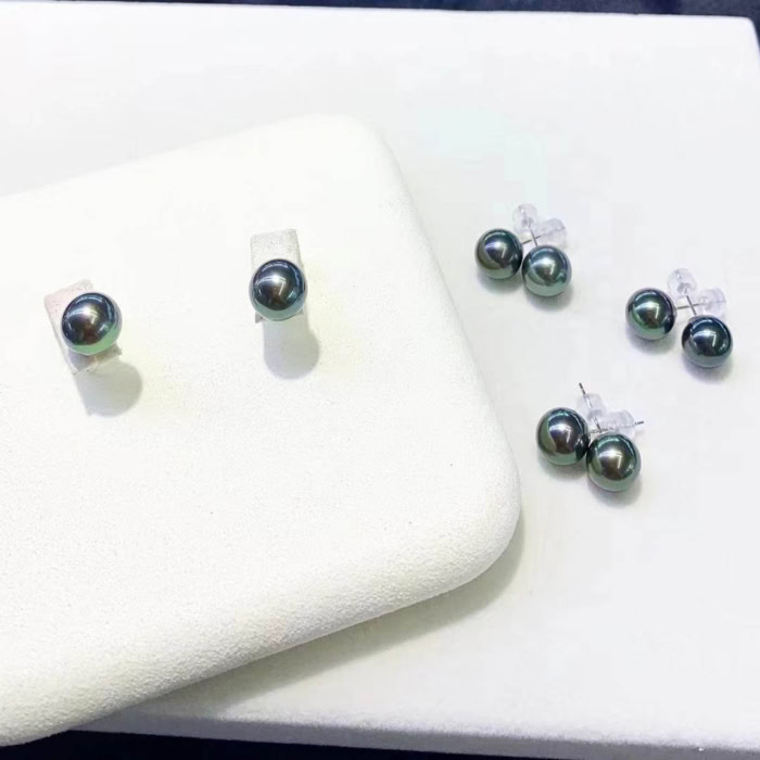 8.7mm Tahiti Pfau Grün Perlen Ohrstecker