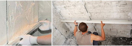 Для менее опытных штукатуров целесообразнее производить выравнивание по маякам