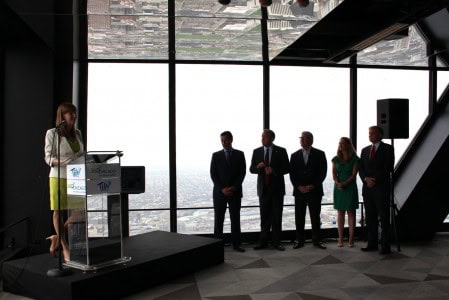 Some of the guests present for the ribbon-cutting ceremony at the launch of Tilt! were Ald. Bob Fioretti (2nd) and Ald. Brendan Reilly (42nd)