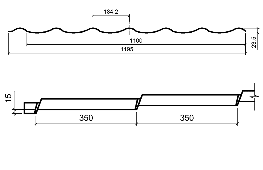 Металлочерепица Антиб чертеж