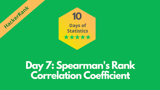 HackerRank Day 7: Spearman's Rank Correlation Coefficient | 10 Days of Statistics solution