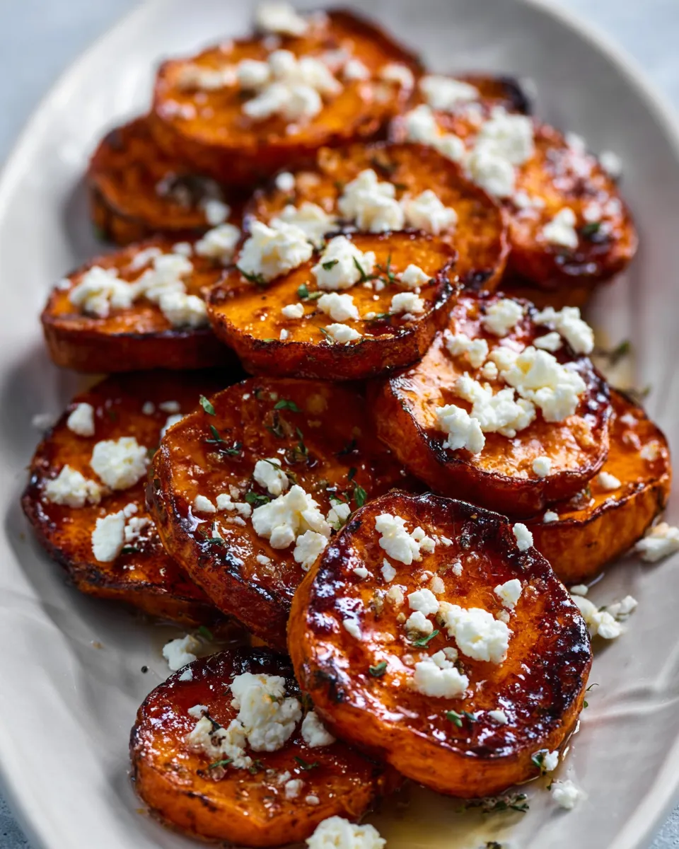 ROASTED SWEET POTATO ROUNDS WITH HONEY & FETA