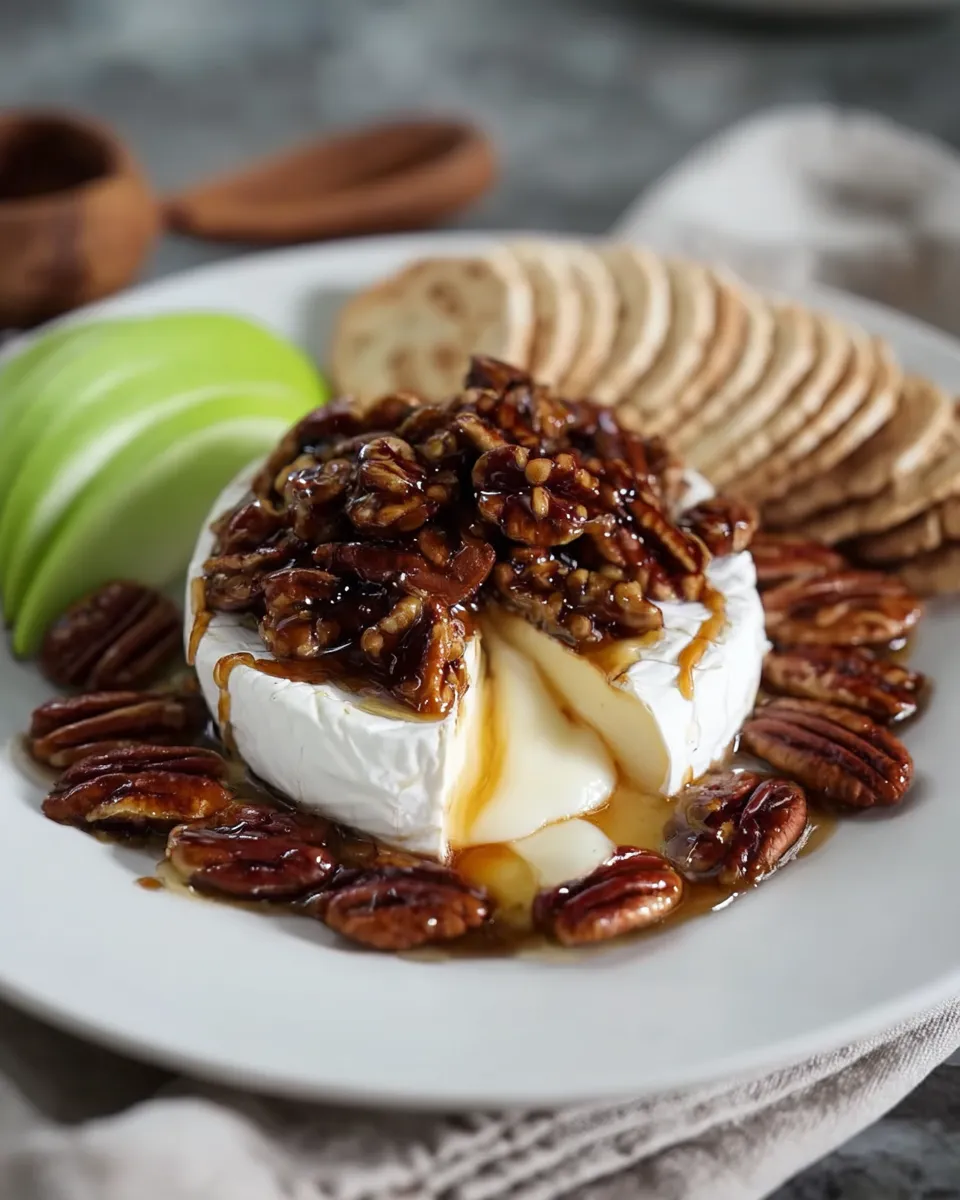 Easy Baked Brie Recipe with Kahlua Glazed Pecans