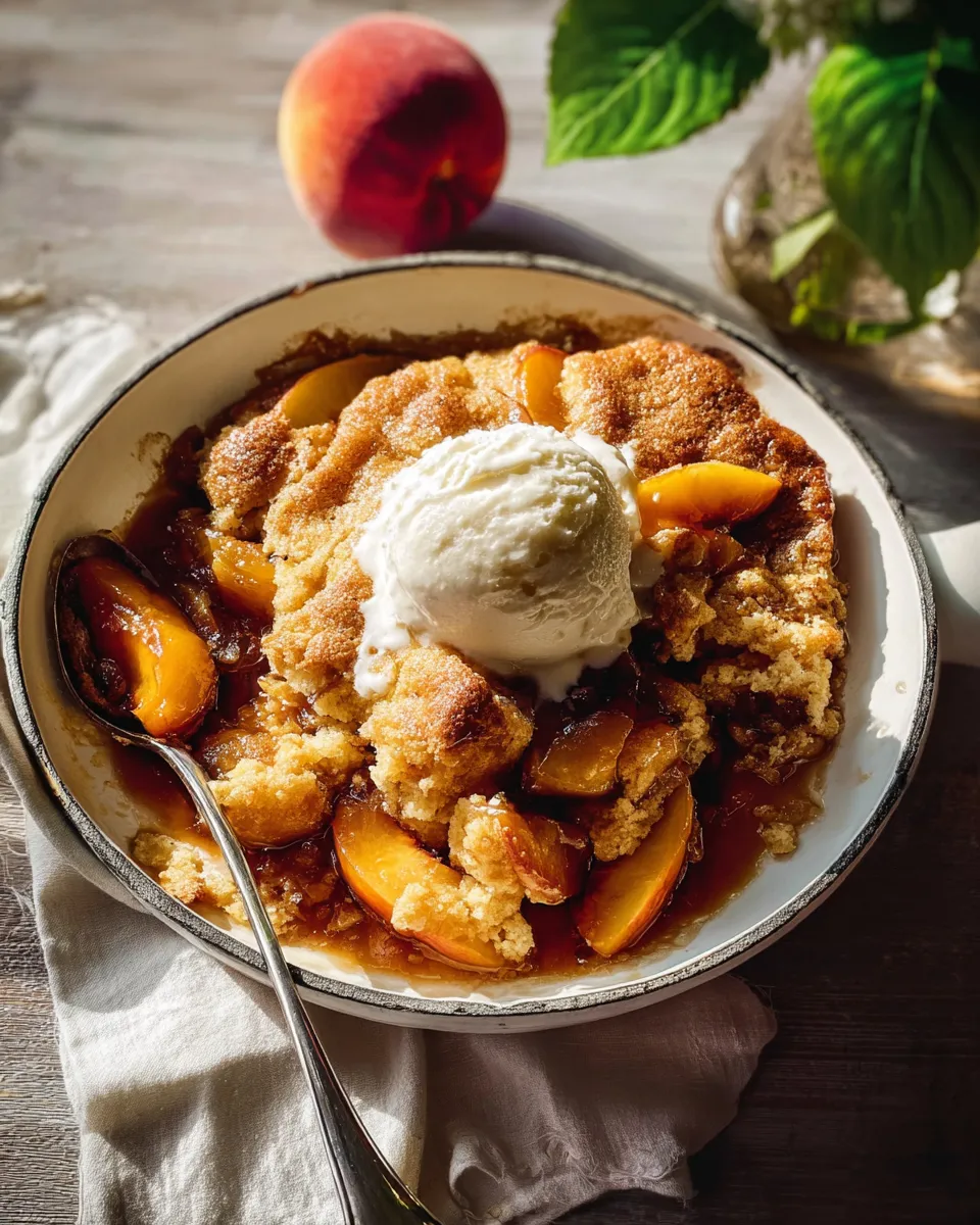 Caramel Peach Dump Cake.