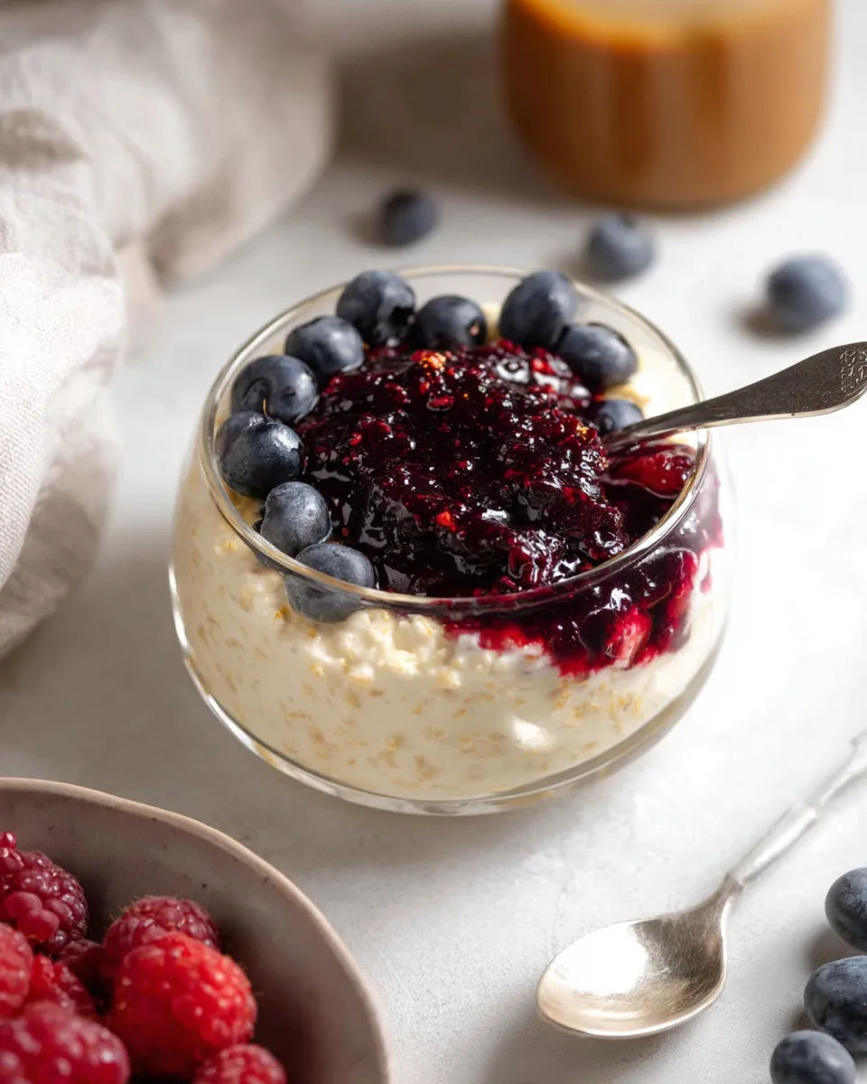 Custard Oats with Mixed Berry Compote