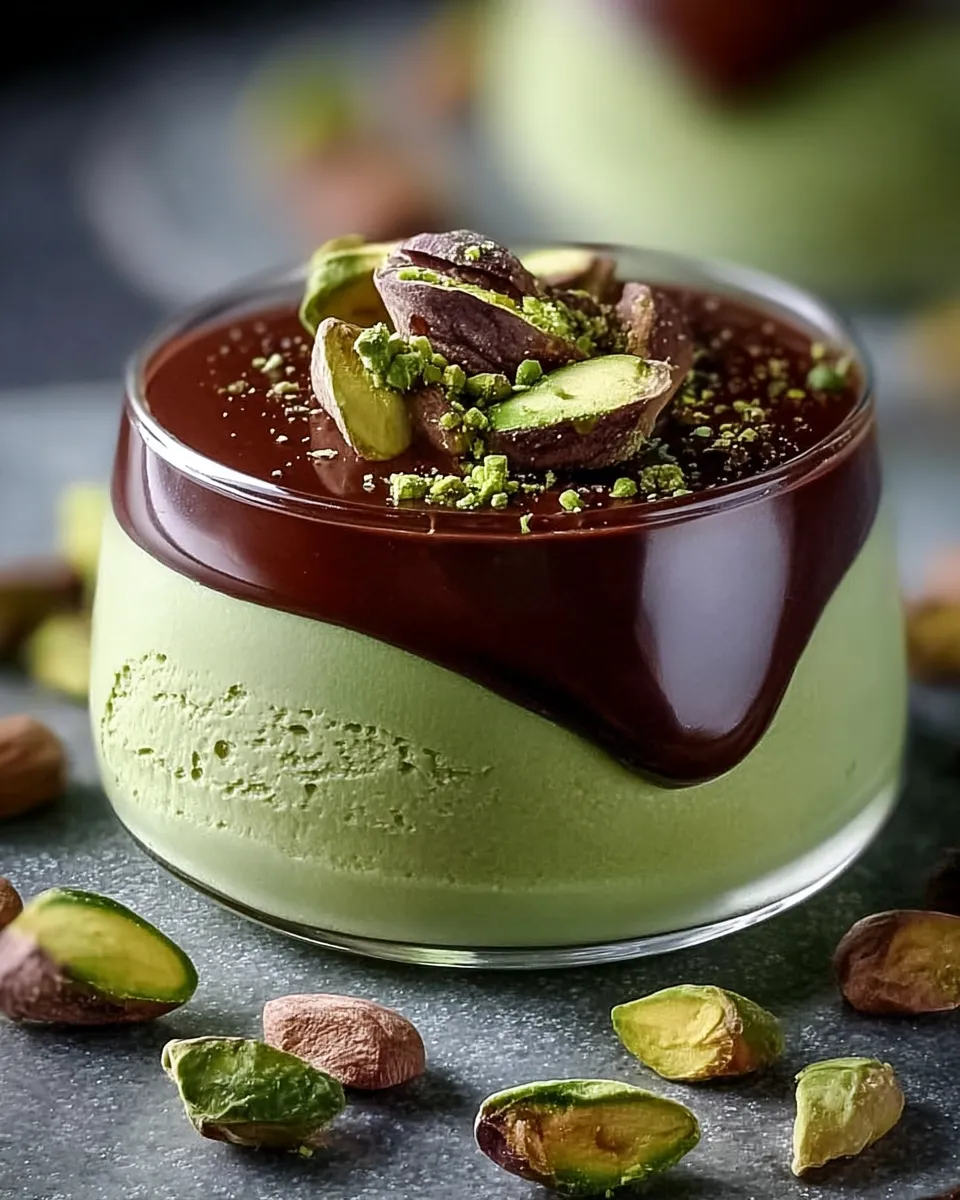Pistachio Mousse with Chocolate Ganache