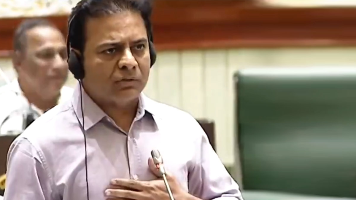KTR’s fiery speech: KCR is Jathi Pitha, Revanth Boothu Pitha