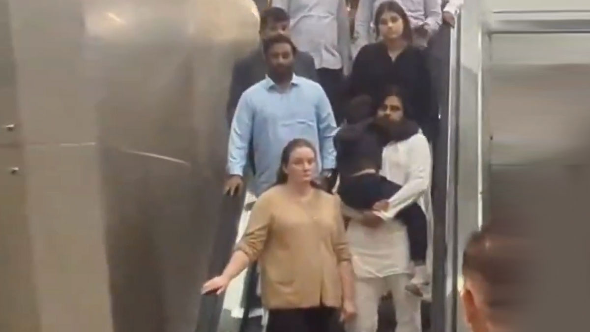 Pawan Kalyan returns to Hyderabad with Mark Shankar