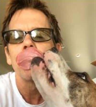 kevin bacon kissed by a pit bull