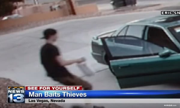 thief steals box containing dog poop