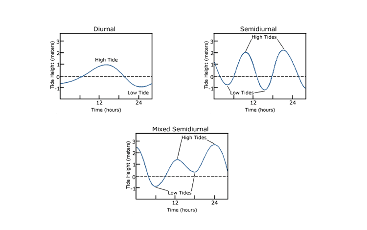 Semi-Diurnal Tides

Diurnal Tides

Mixed Tides