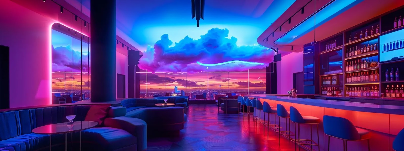 a futuristic digital landscape, illuminated by vibrant neon lights, showcases a seamless cloud network integrating sleek ai technology, symbolizing the evolution of identity and access management.