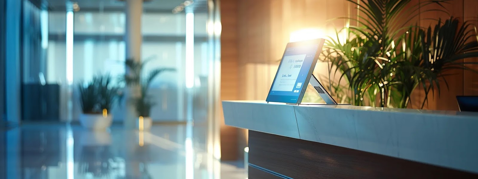 a vibrant, well-lit bank office setting showcases a digital signature on a sleek touchscreen device, symbolizing security and technological advancement in financial transactions.