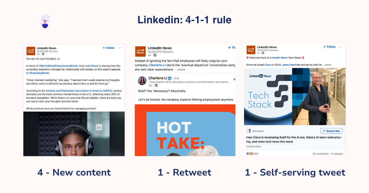 A Piece of Marketing - 4-1-1 rule linkedin